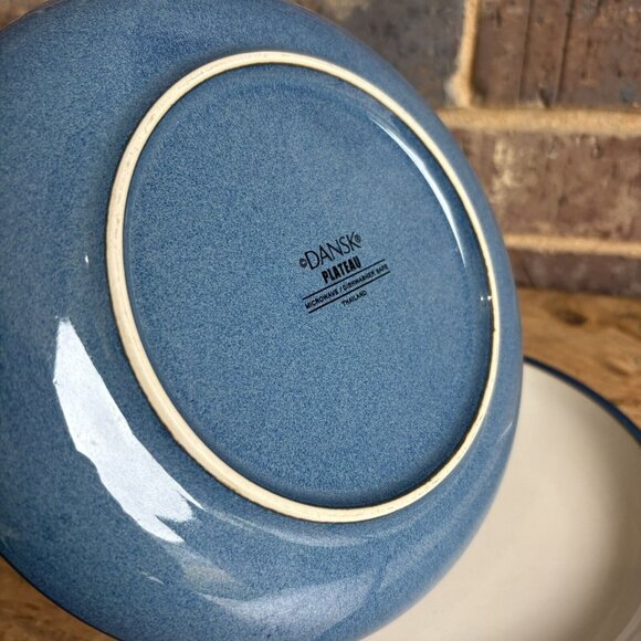 2 Dansk Plateau Blue Salad Plates 7 7/8” Blue Trim Utensil Marks, No Chips - Picture 3 of 5